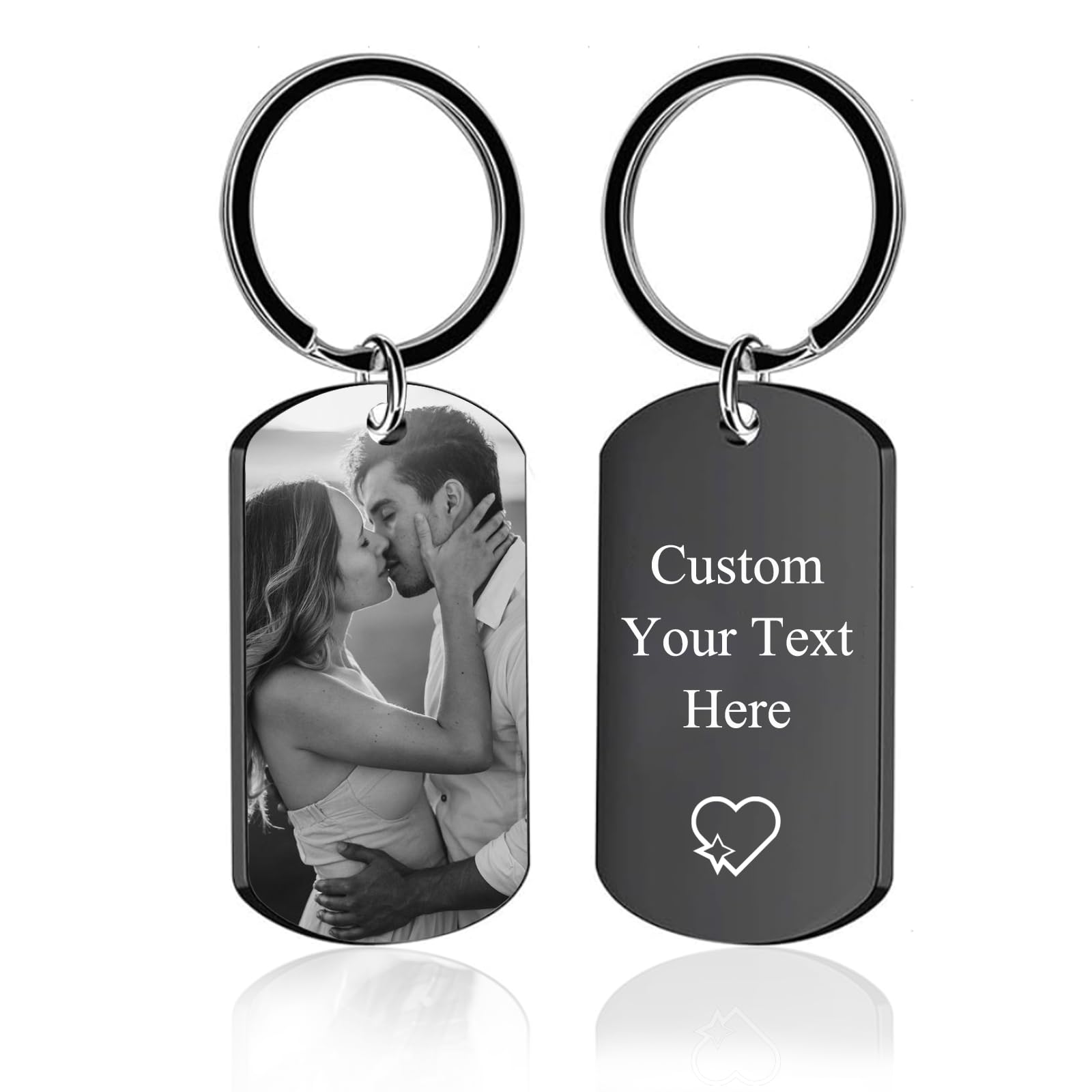Wbw Unisex Engraving - Keychain Personalised Keyring - Custom Photo Engraved Text Key Ring Personalised Keychain Valentine's Day Gifts For Men Boyfriend Dad Family (Engraving - Keychain)