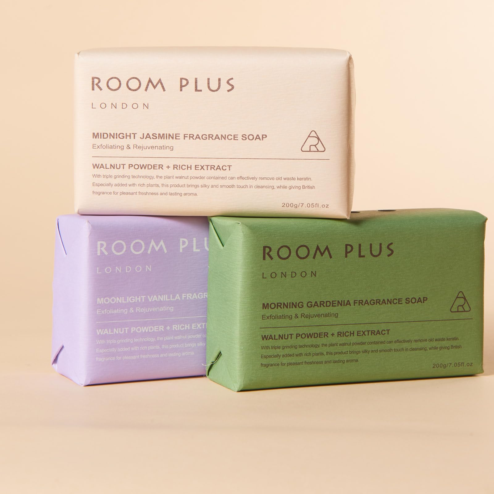 YESUN Fragrance Bar Soap, Big Brick of Bath Soap,Made with Organic Oils, 3-pack,1.3lb,Natural Soap Bar,Moisturizing clean, Floral Scent,Walnut Powder Exfoliates ROOMPLUS(Gardenia,Jasmine,vanilla)