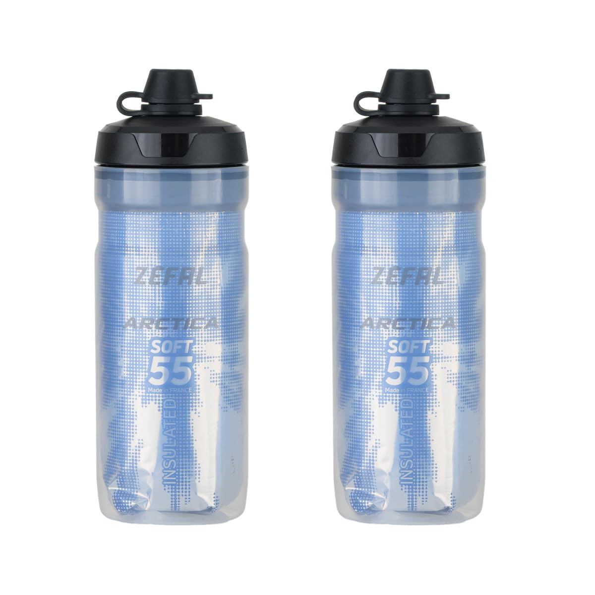 Zefal Arctica SC55 Insulated Cycling Water Bottle – Thermal Bottle Keeps Drinks Cold or Warm, Lockable Valve, BPA‑Free, Road & MTB - Silver/Blue, 2 x 550ml — image 1