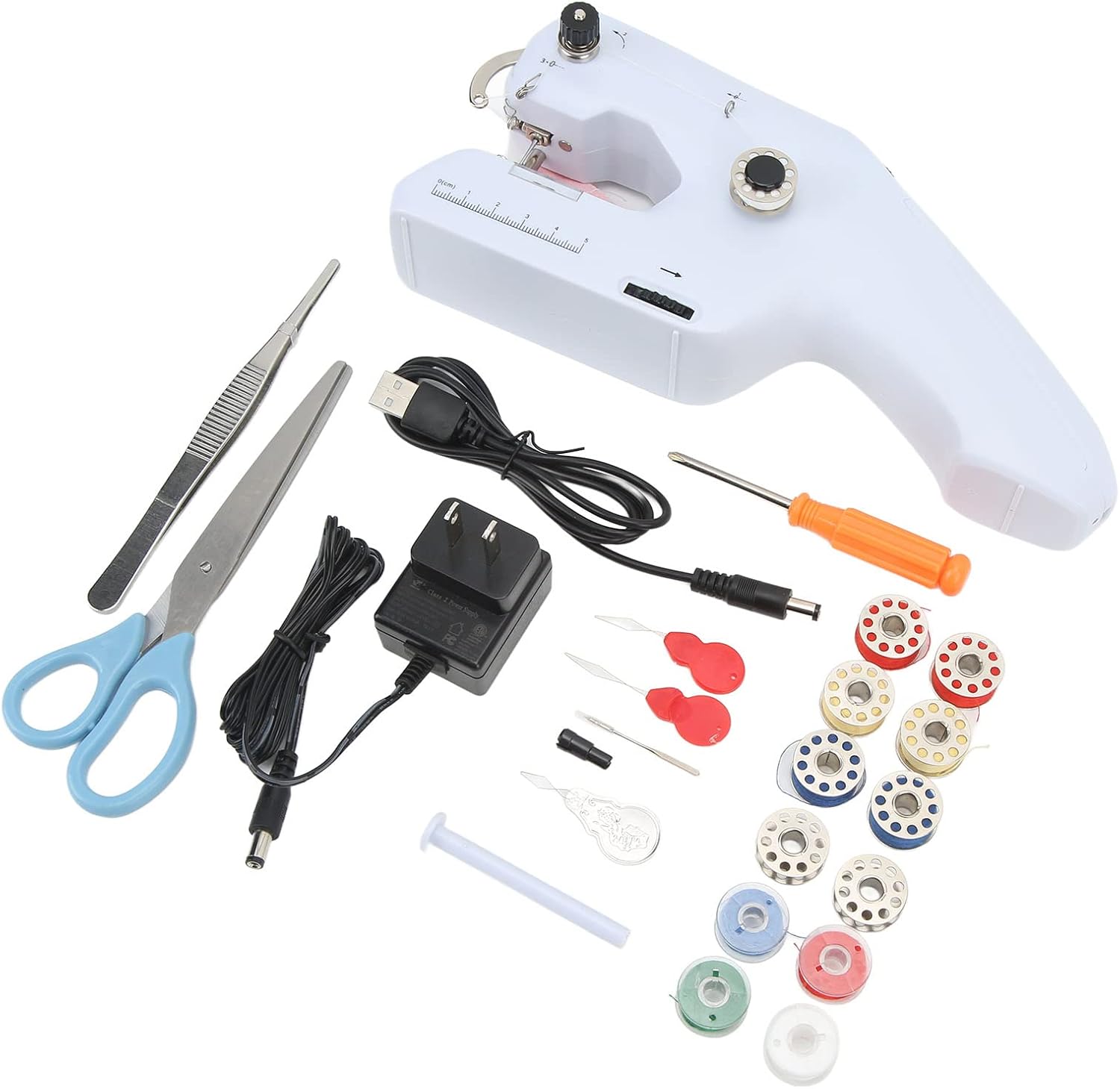 Portable Handheld Sewing Machine, Electric Twin Thread Sewing Machine Ergonomic Handle, US Plug 110‑240V Battery or DC Powered