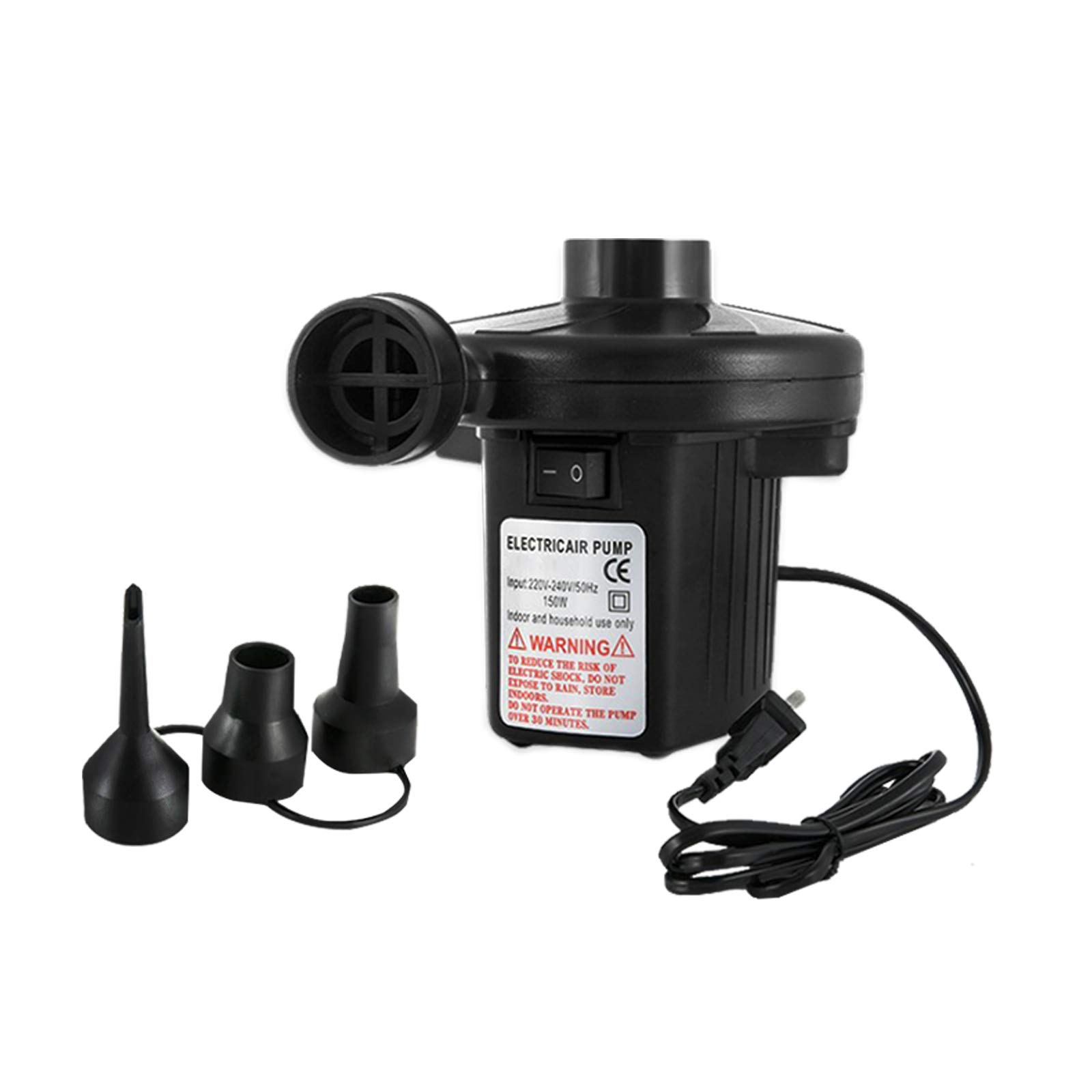 Air Pump Electric Portable Inflator for Inflatable Mattress Pool Boat Raft Swimming Ring Sofa Kayak Toy 110V AC/DC 12V with 3 Nozzles