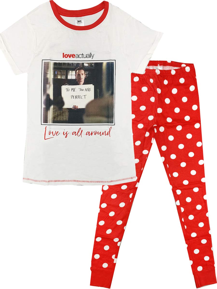 Prettycrowd Women's Love Actually Love Is All Around Official Character Pyjamas Pyjama Set Pjs Nightwear Lounge Bottoms Cuffed T Shirt Gift Love Actually (Love Is All Around) 20-22