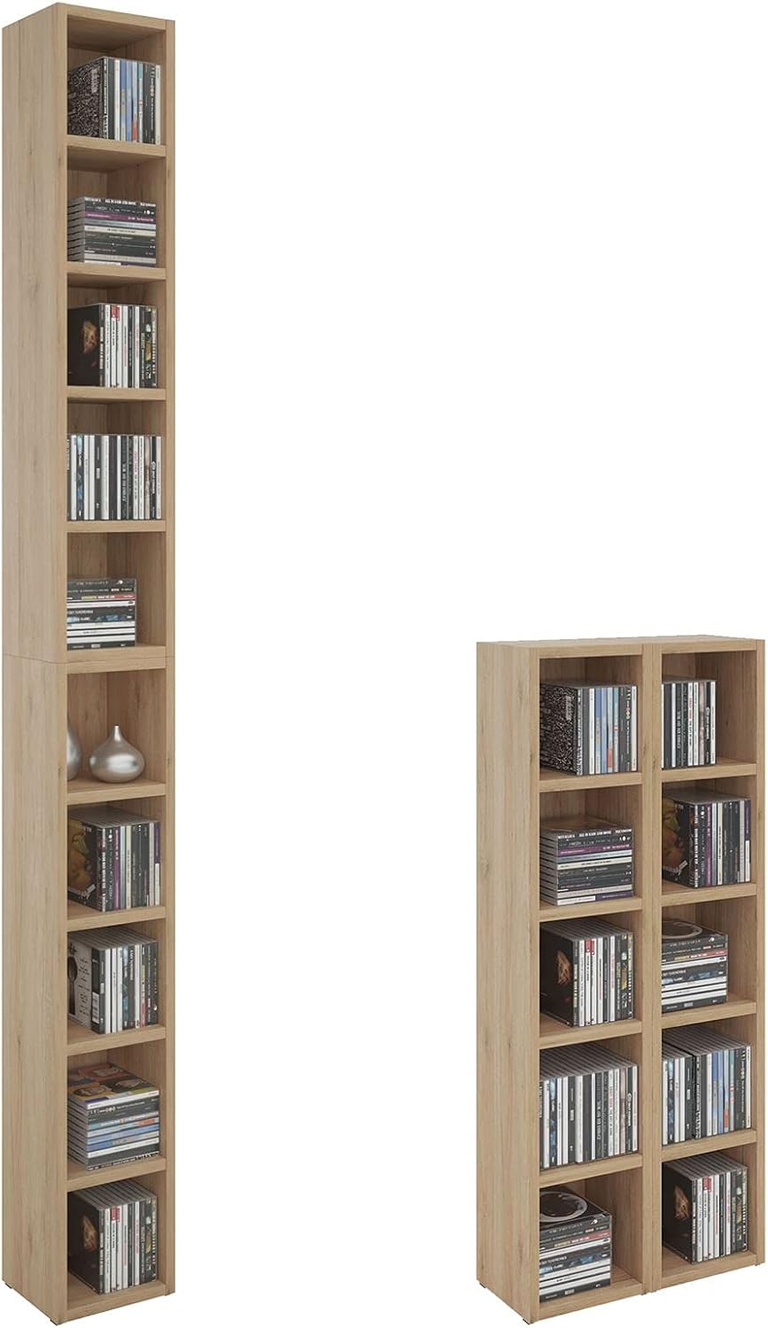 CD DVD Regal Chart mit 10 Fächern, Blueray Aufbewahrung in San Remo für bis zu 160 CDs, 20x186,5