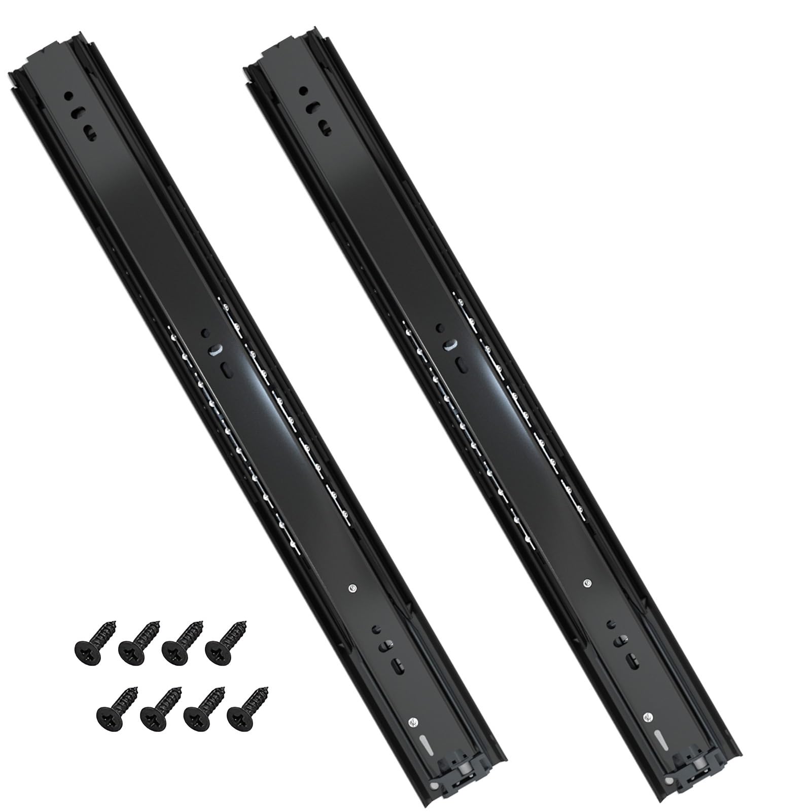 1 Paar Soft Close Schubladenschienen, Leise Dämpfung, Vollauszug Seitliche Montageschienen for Küchen Schlafzimmer Wohnzimmer(18" (450mm))