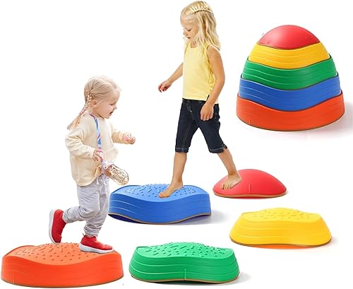 5 piedras de equilibrio de plástico antideslizantes para niños hasta 220 libras para pomotear habilidades de coordinación de los niños cursos de