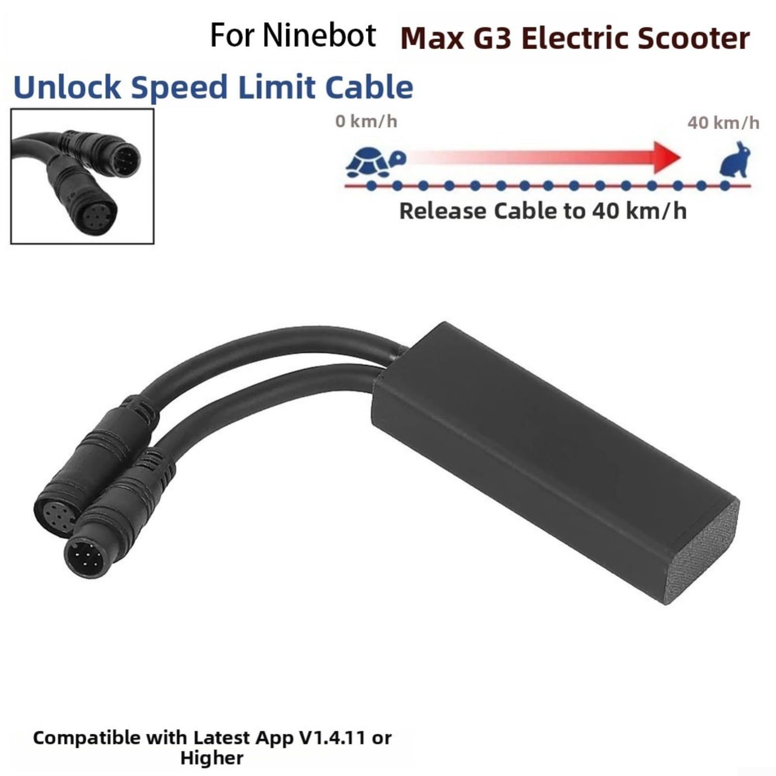 Limiteur de vitesse pour trottinette électrique Ninebot Max G3, permet un déverrouillage de 40 km/h, câble protégé en PVC avec connecteurs renforcés (A-européen)