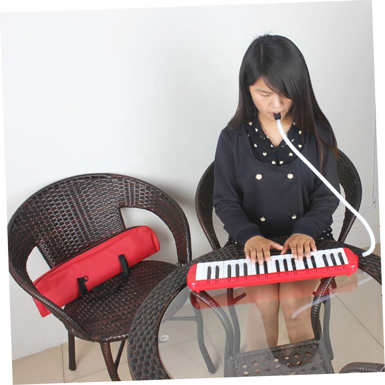 FRCOLOR Melodica in Abs senza Batterie a 37 Tasti con Custodia Rigida, Strumento Musicale Leggero per Principianti e Amanti della Musica