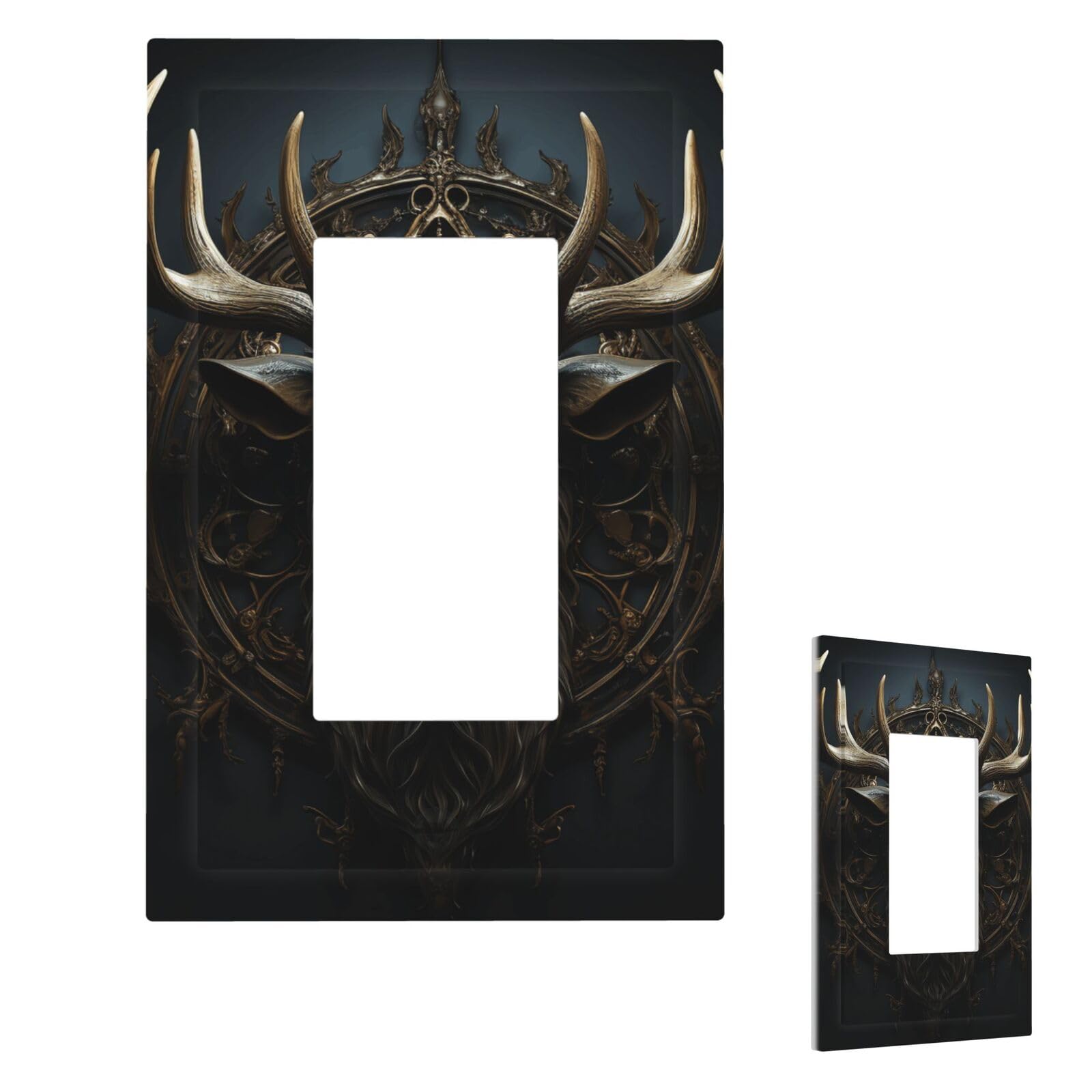 Fekiloot 1 Gang Antlers Wall Plate Cover Modern Decorative Light Switch Cover Unbreakable Receptacle Outlet Covers For Living Room Bedroom Home Decor