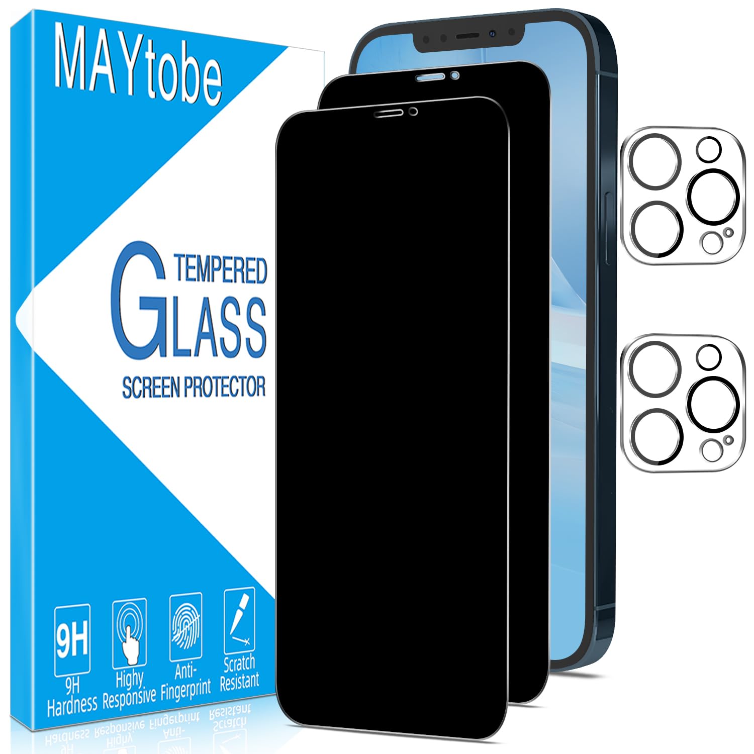 MAYtobe 2+2 Pack Designed for iPhone 12 Pro Max Privacy Screen Protector