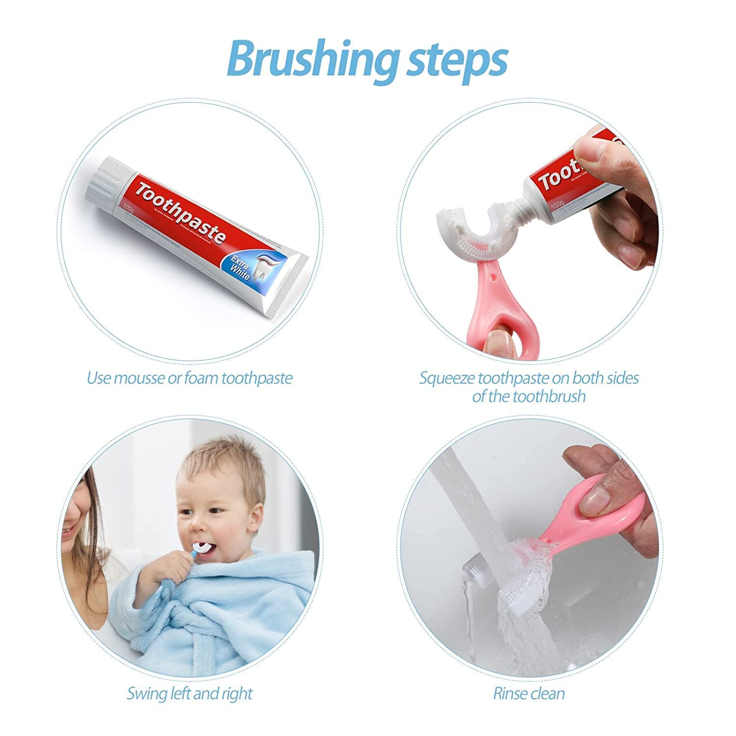 KEXES Soft Silicone 360 Degree U Shaped Toothbrush For Kid Baby Children Manual Teeth Whitening Toothbrush Infant Toothbrush For 1-6 Years (Multicolor) 4