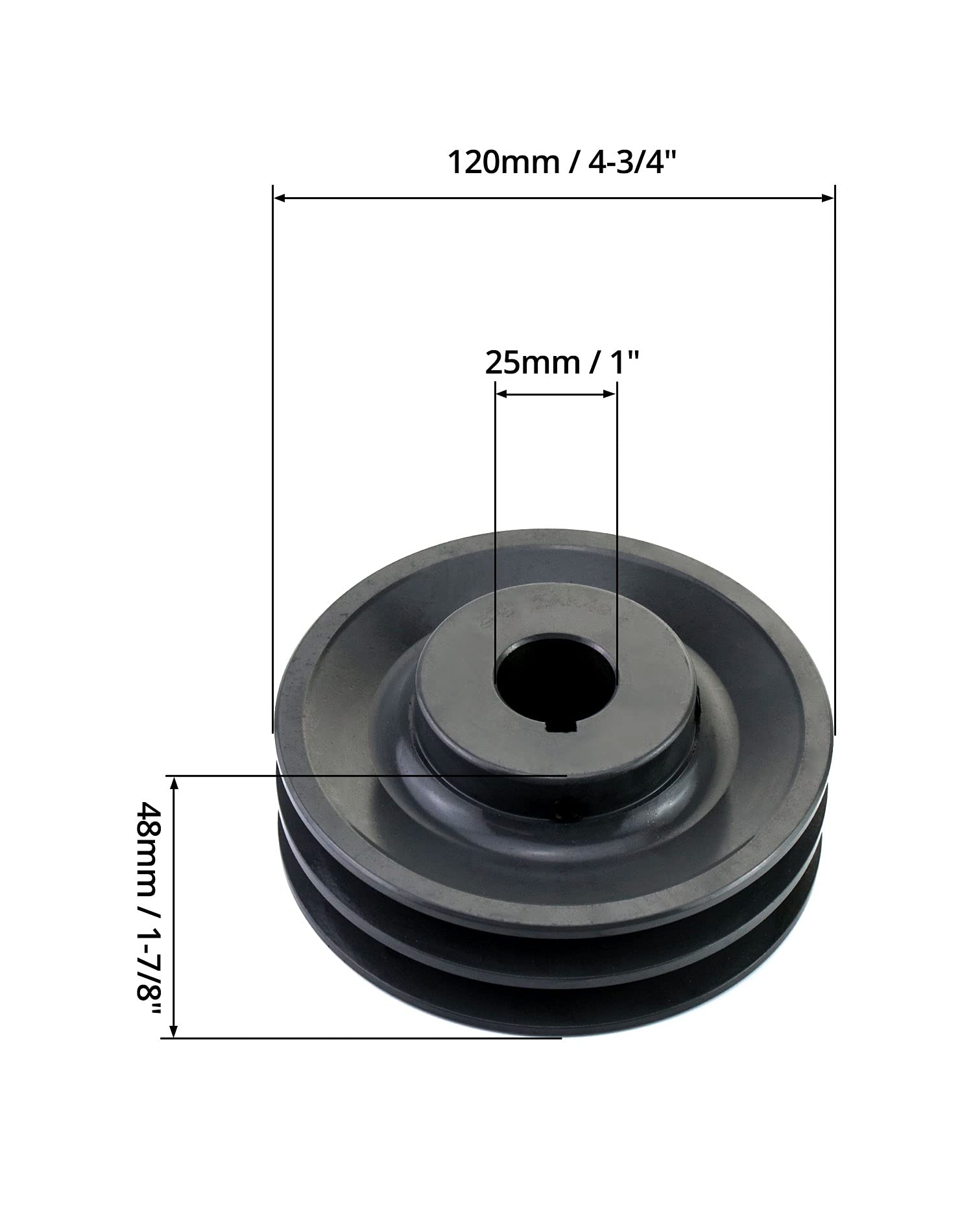 QWORK Poulie à double rainure/poulie 2AK491, alésage de 11,9 cm, alésage fixe AK pour courroies trapézoïdales A, 3L et 4L (A et AX), fonte