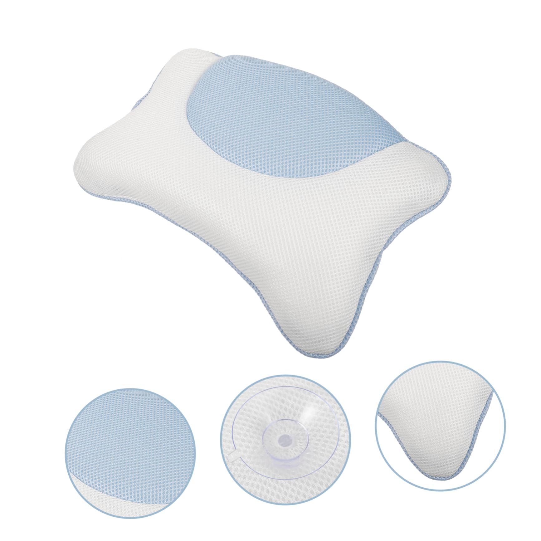 Beaupretty Oreiller de Bain à Ventouse, Oreiller Repose-tête Ergonomique en Polyester Monofilament et Silicone, Léger, pour Spa et Usage Extérieur, Epeautre pour Rembourrage