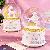 jormey Unicorn Snow Globe,with Snow Colorful Led Lights Luxury Musical,Perfect Birthday Christmas Da
