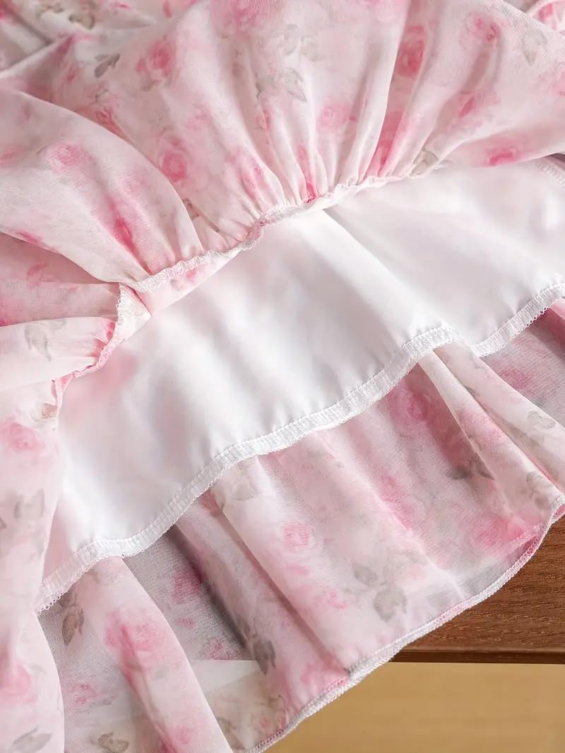 Buy & Try Elegant Off-Shoulder Georgette Dress, Flowy & Stylish Outfit for Parties, Weddings & Special Occasions Pink (4-5 Years) - Image 8 thumbnail
