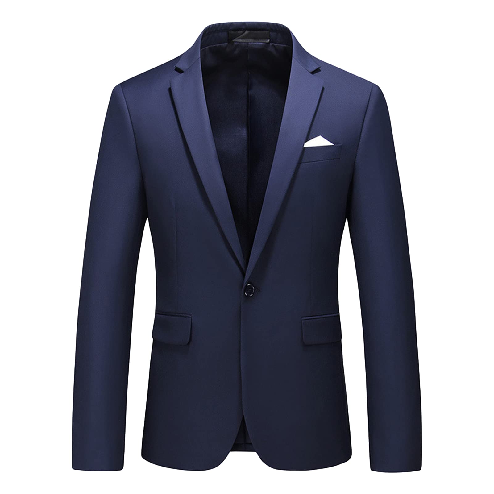 Men's Slim Fit Double Breasted Jacket Slim Fit Business Daily Prom Blazer Peak Lapel Groom Wedding Party Suit Coat (Dark Blue,6X-Large)