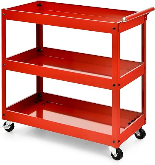Happytools 3Tier Rolling Cart, 330 lbs Capacity Utility Cart with 4 Swivel Wheels
