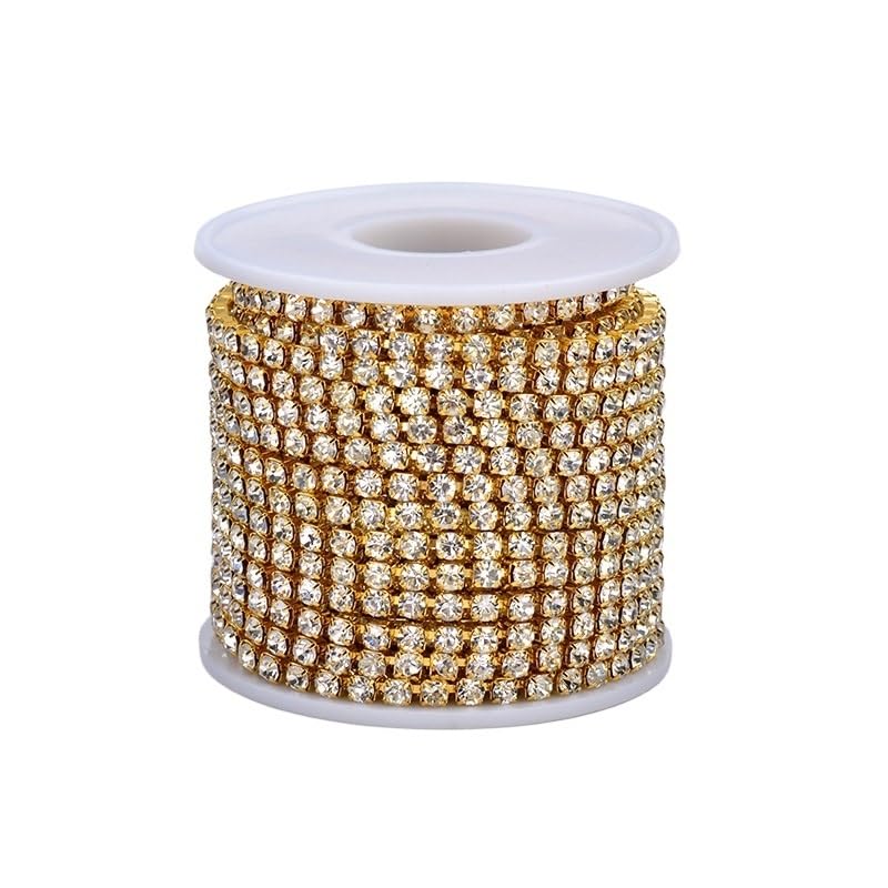 Chaîne de fermeture en strass dorés pour ateliers créatifs et customisation de mode