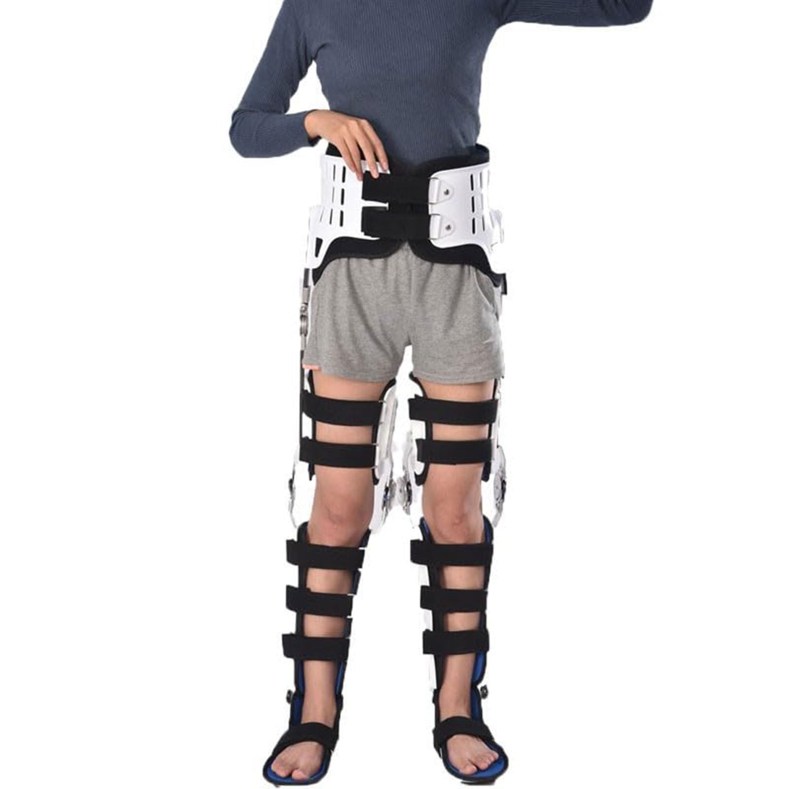 Equipo Rehabilitación De Ortesis De Tobillo Y Pie Rodilla, Ortesis Pie Y Tobillo Ajustable para Cadera, Fractura Pierna Y Ortesis De Miembros Inferiores con Soporte para Botas para Caminar
