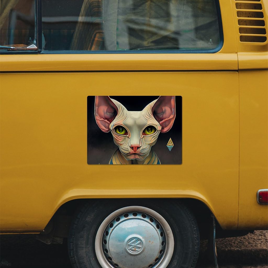 Sphynx Print Car Magnet 2 PCS - Animal Art Car Magnet - Funny Sticker