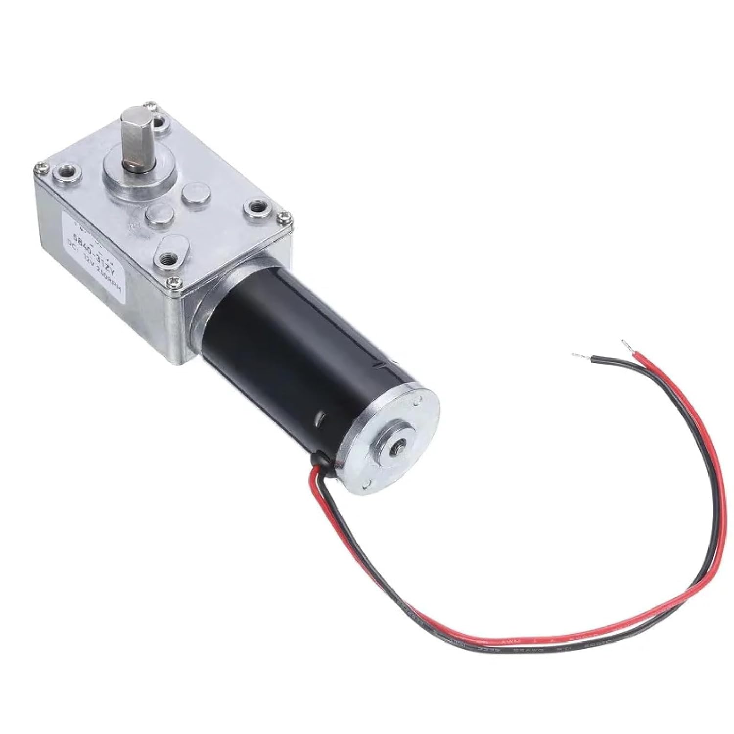 5840-31zy High Torque Turbine Worm Geared Motor with Bracket, 12V DC Speed Reduction Gear Motor for Electric Fireplace, Permanent Magnet Drip-Proof Design (28RPM with Bracket DC 12V)