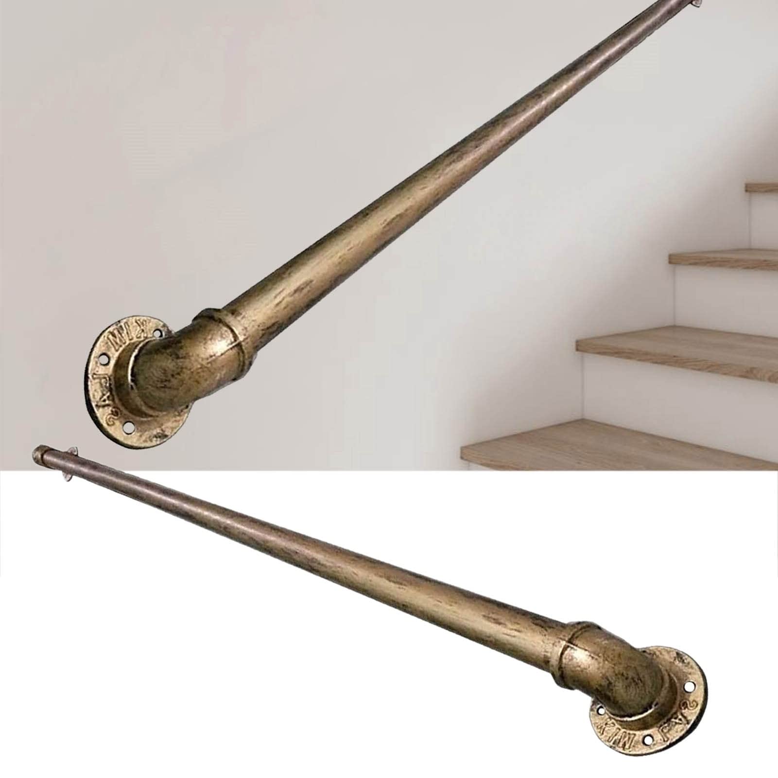 1ft-20ft corrimano per Scale, ringhiera per Scale in Metallo in Ottone Antico, corrimano Industriale per Scale con ringhiera in Tubo di Ferro battuto, corrimano per Scale Interne per Esterni