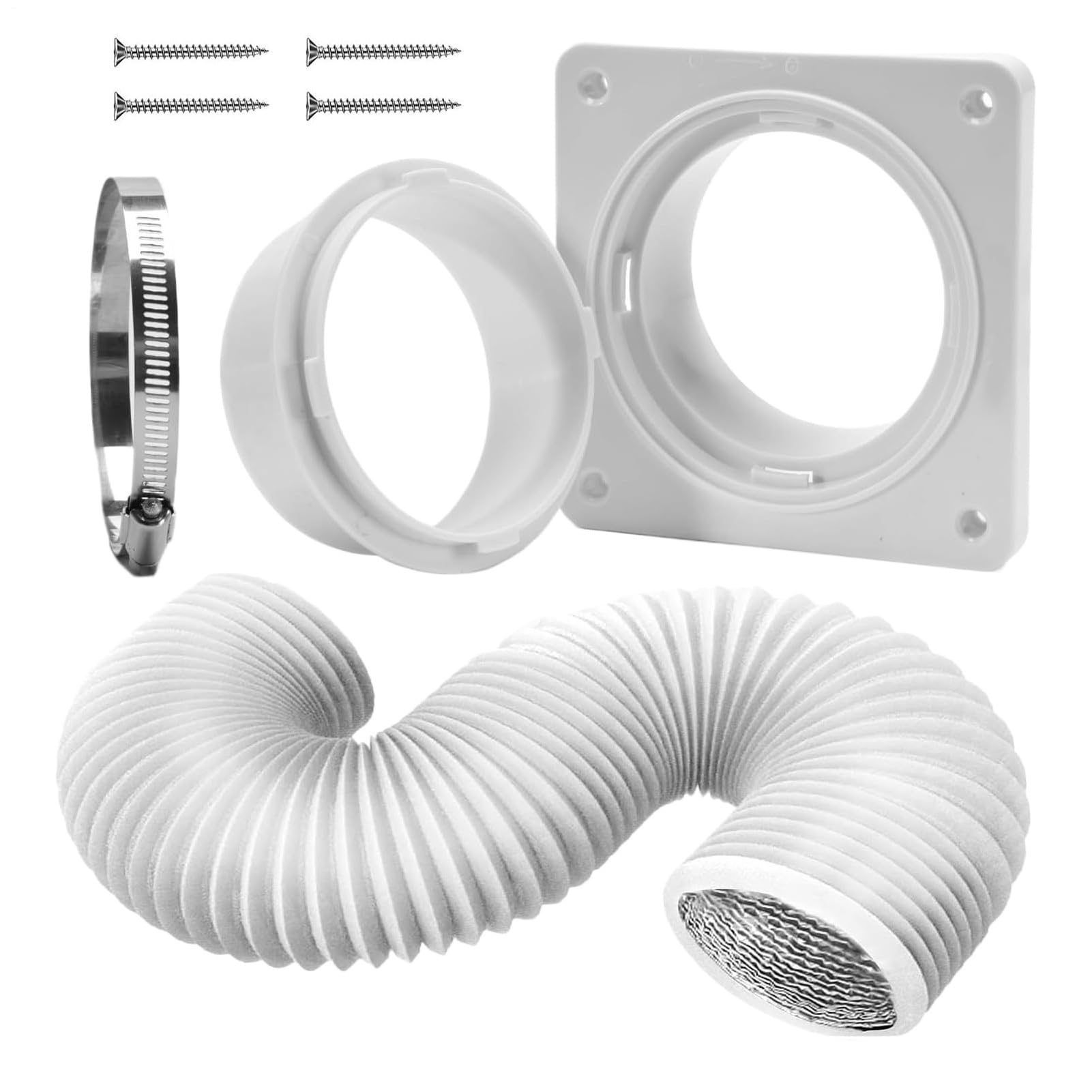 Portable AC Window Kit - Exhaust Hose Coupler Connector, Wall Mounted Replacement Plate, Ceiling Ventilation Fan Adapter, AC Circulation Parts for RV Home Washer Installation