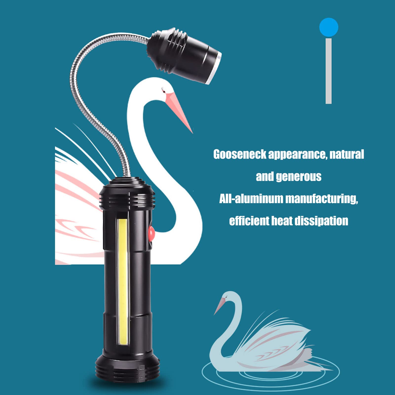 Luz para parrilla de barbacoa con lámpara lateral, luz de barbacoa de cuello de cisne flexible, base magnética, resistente al agua y al calor, regalos para asar a la parrilla para hombres y mujeres