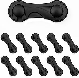 Child Safety Locks (10-Pack) - Cabinet Locks Child Safety - Baby Proof Cabinet Lock Easy to Install (No Drilling) 3M Adhesive for Drawers, Cabinet Seat, Toilet Seat, Fridge, Oven, Appliances (Black)
