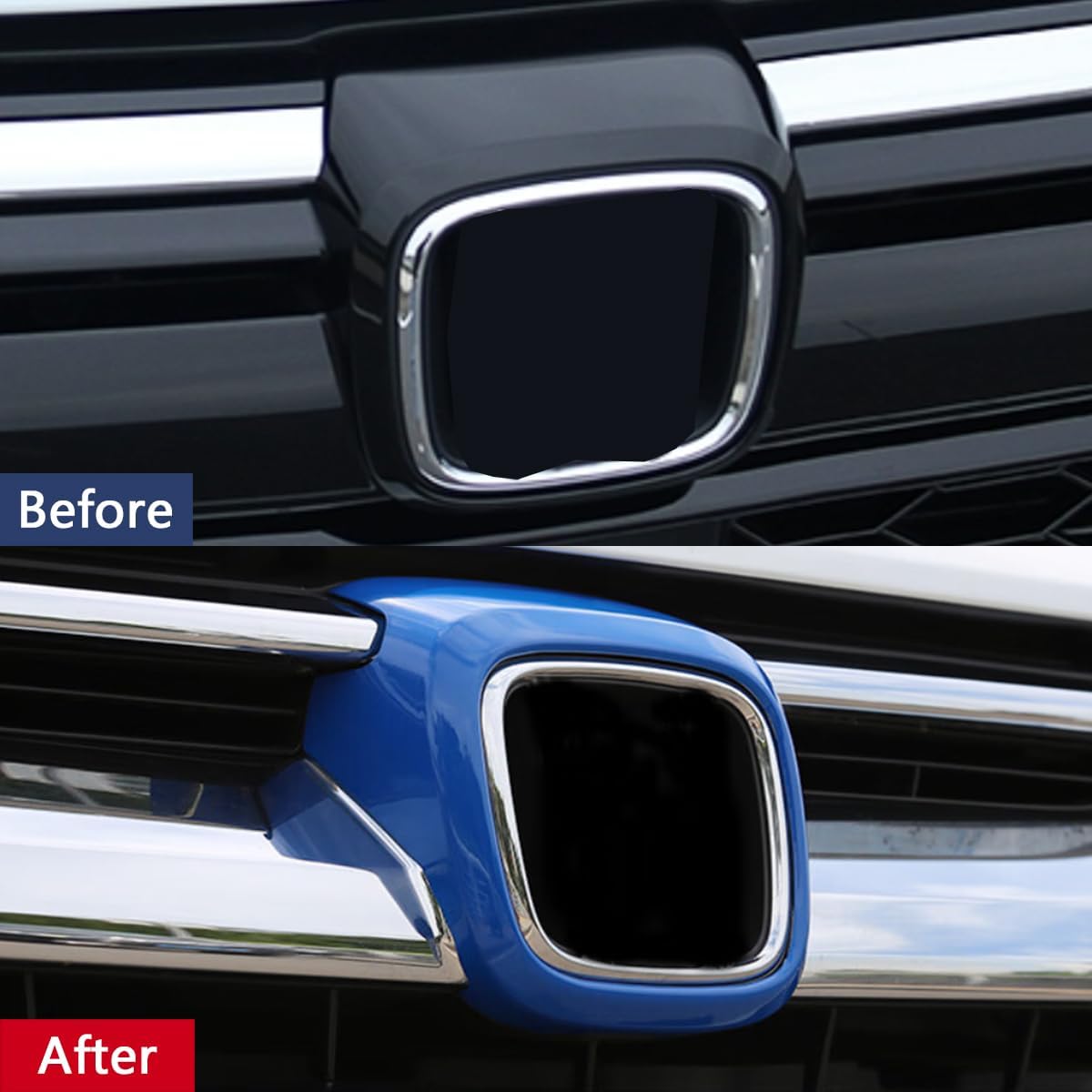 Car Accessories Fit For Honda CRV CR-V 2017 2018 Car Front Grille Logo Frame Cover Decoration Trim (Blue) ABS 1 PC