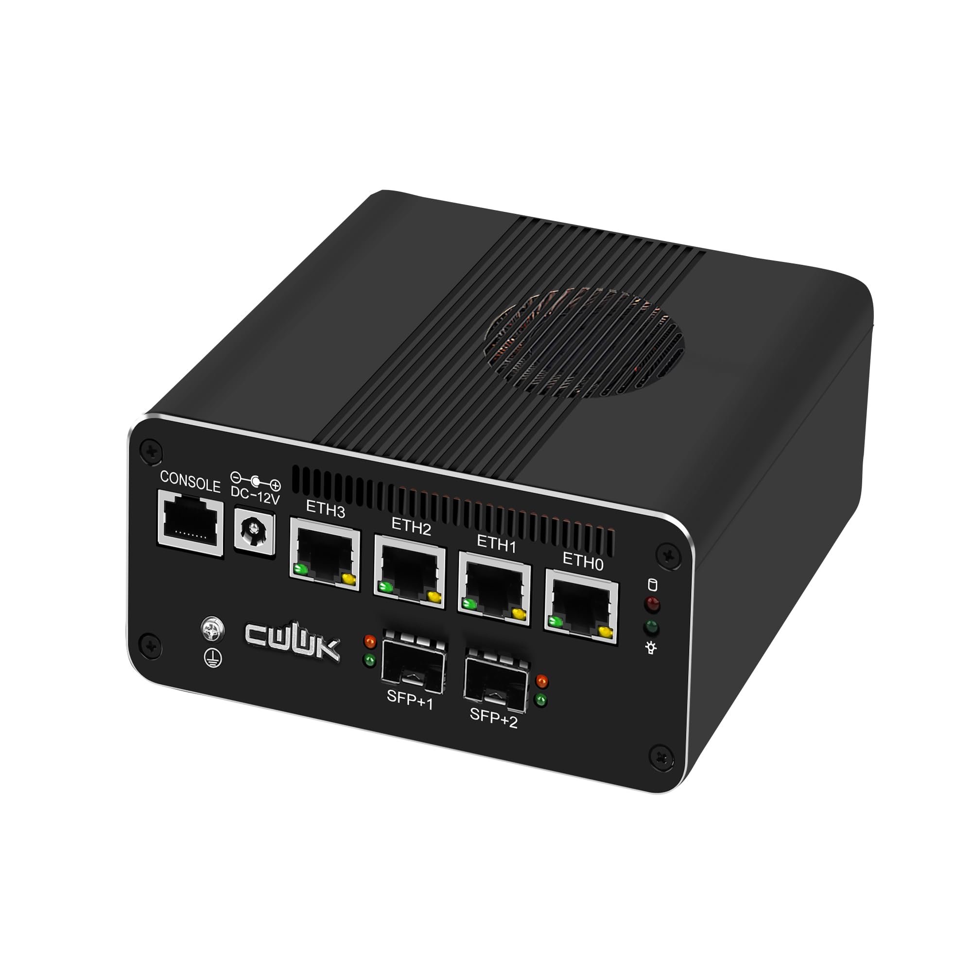 CWWK Mini PC i5-1240P Firewall Appliance, 2 x 10 GbE SFP+ mini komputer z 4X i226-V 2.5 GbE LAN, S4 OPNsense Micro PC Barebone NO RAM/SSD/OS, PCIe4.0, 4 wyświetlacz, USB-C, TF, AES-NI