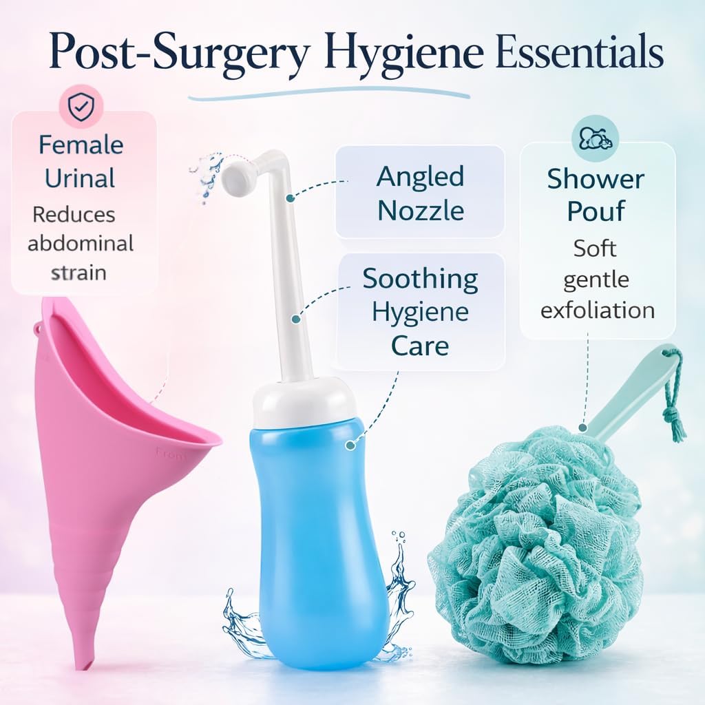 Hysterectomy Recovery Kit, 28-Piece Post Surgery Care Set with Wedge Pillow, Heating Pad, Compression Socks