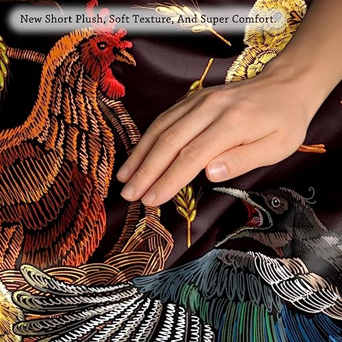 Housse de coussin en velours brodé blé oiseau 50x50 d'exception - 4