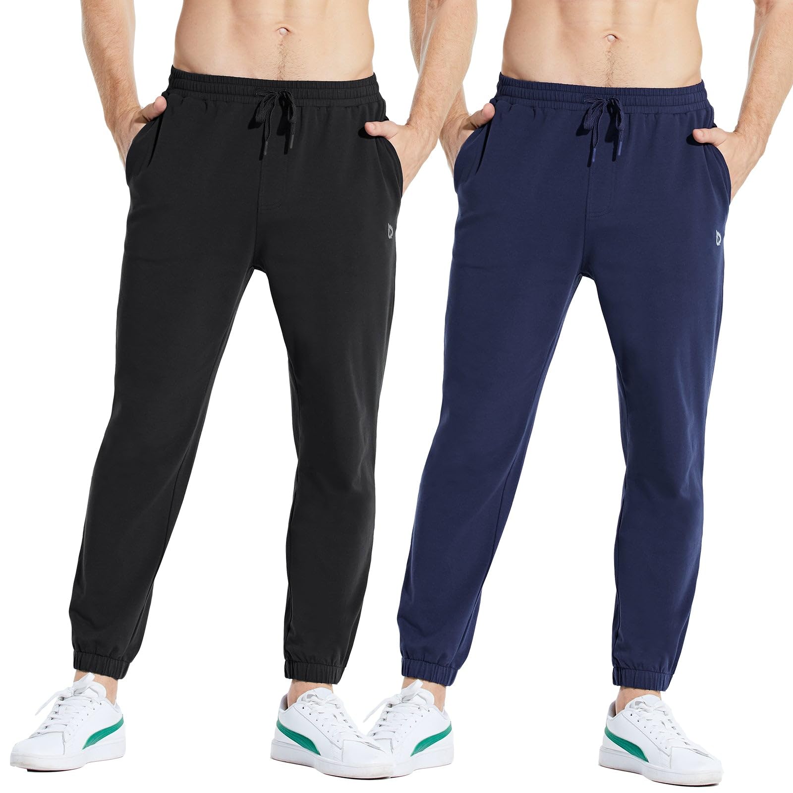 baleaf Men's 27" Cotton Sweatpants Sports Running Hiking Joggers Pants Lightweight Lounge Pocketed Pajamas 7/8 Length