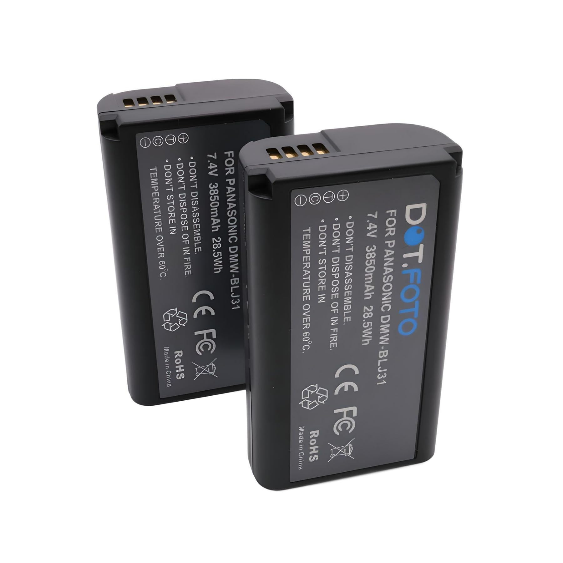 2 x Dot.Foto DMW-BLJ31 Premium Alta Capacità 7.4v / 3850mAh Batteria Ricaricabile per Panasonic Lumix DC-S1, DC-S1R