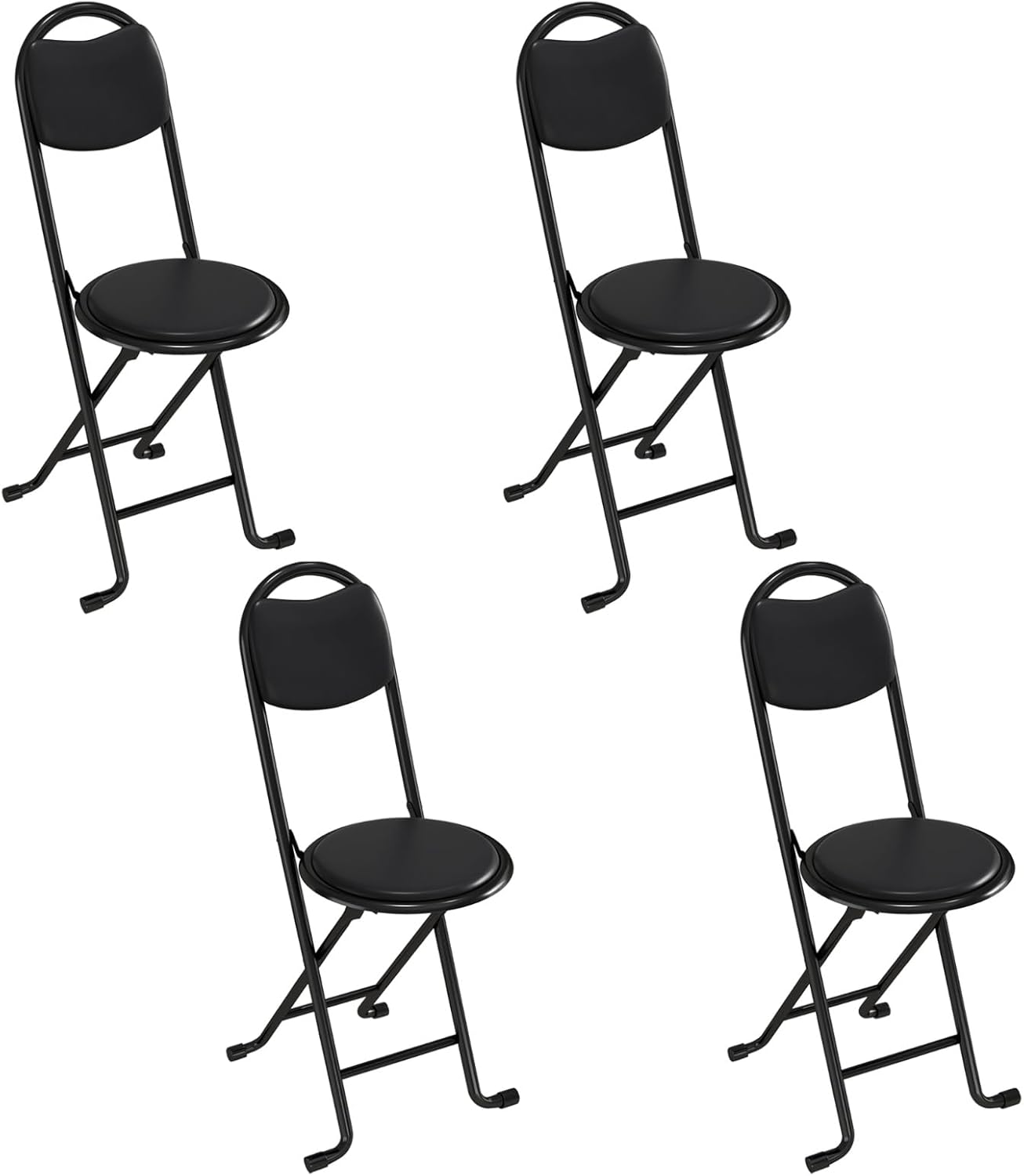 2-Piece Folding Stool with Backrest, Padded Folding Stools, Portable Folding Stool for Outdoor/Indoor Kitchens, Shops, Cafes (4)