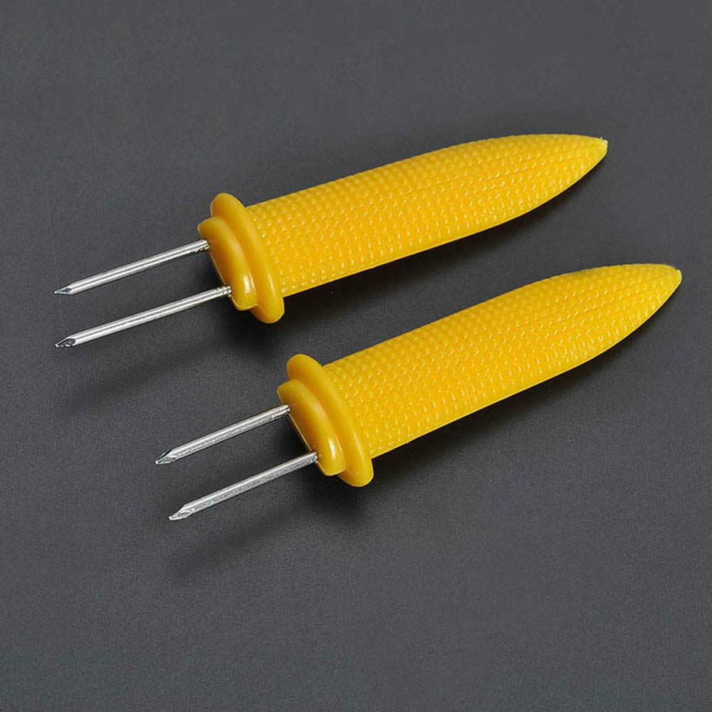10 supporti per mais, in acciaio inox, con manico per mais, forchetta per barbecue, forchetta, spiedo per barbecue all'aperto (10)
