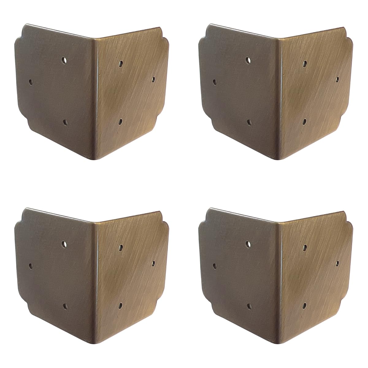 4Pcs Antique Solid Brass Corner Guards 90° Angle Edge Vintage Protectors for Table Chair Cabinet Corner Protectors (Antique Bronze)