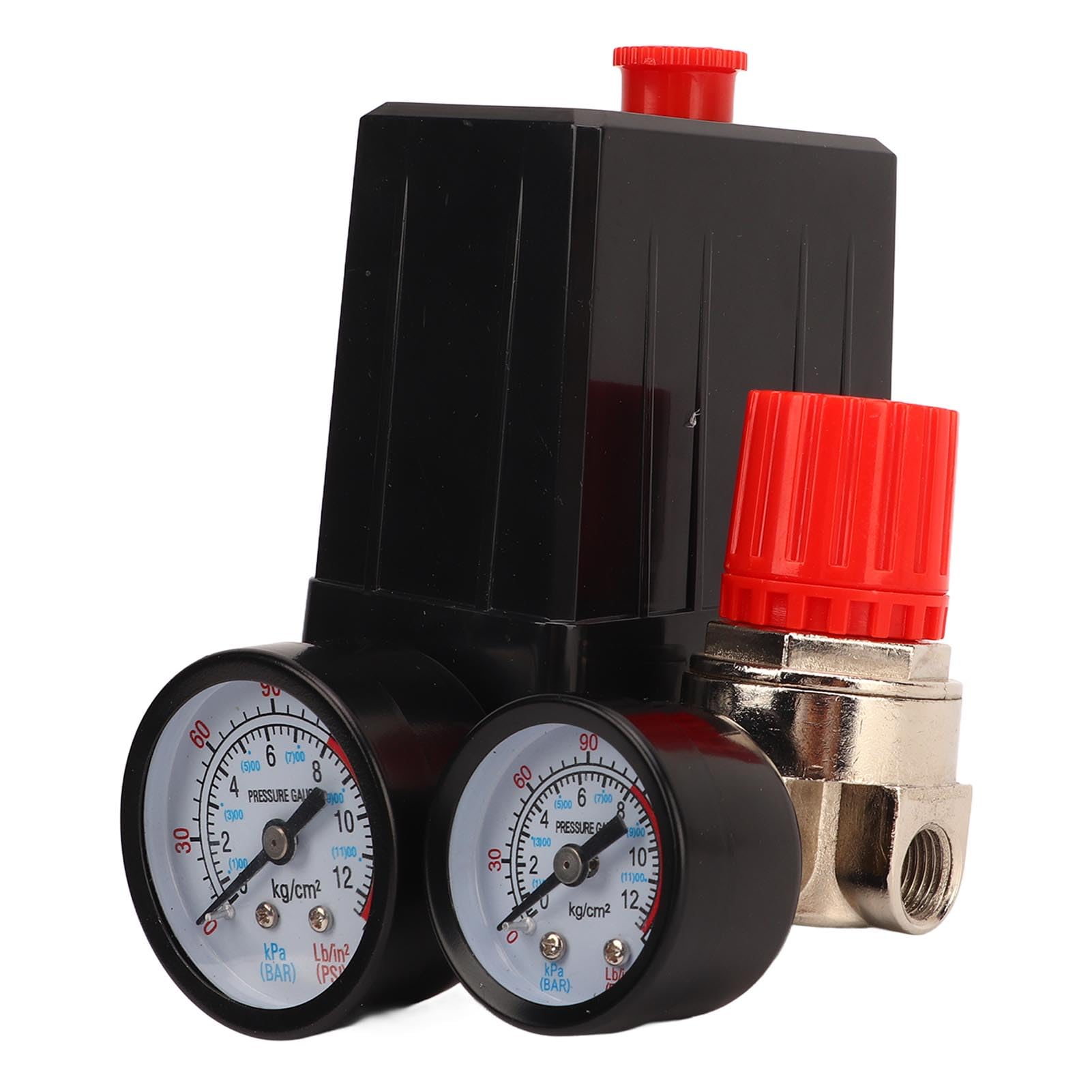 Valvola di controllo con interruttore di pressione per compressore d’aria 0-180 PSI, regolatore di pressione automatico 3 in 1 con connettori rapidi, in ottone e acciaio