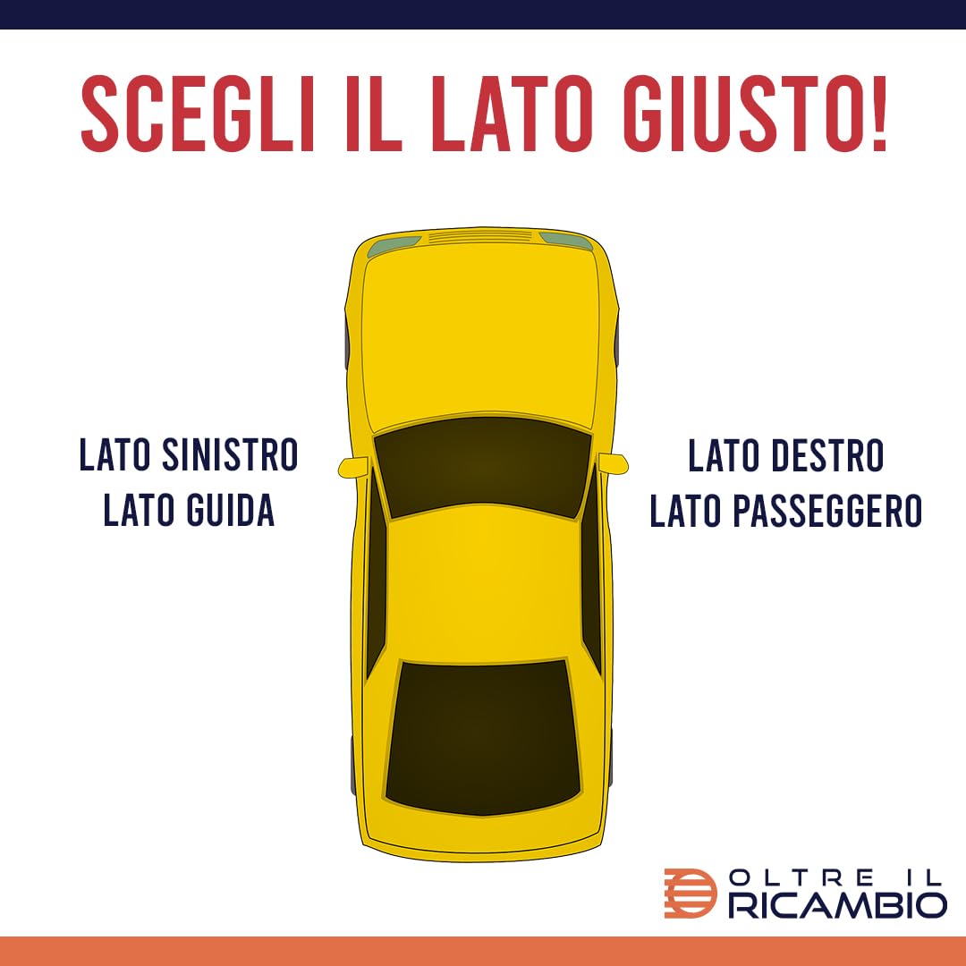 Specchietto retrovisore manuale Destro auto 500 L dal 2012 al 2017 DX specchio calotta nera meccanico