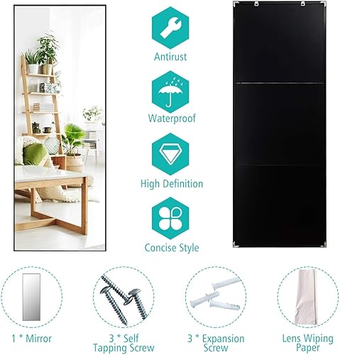 Miniatura 6 de CHARMAID Espejo rectangular grande de longitud completa para dormitorio, de 59 x 22 pulgadas, espejo de tocador de pie o montado en la pared para