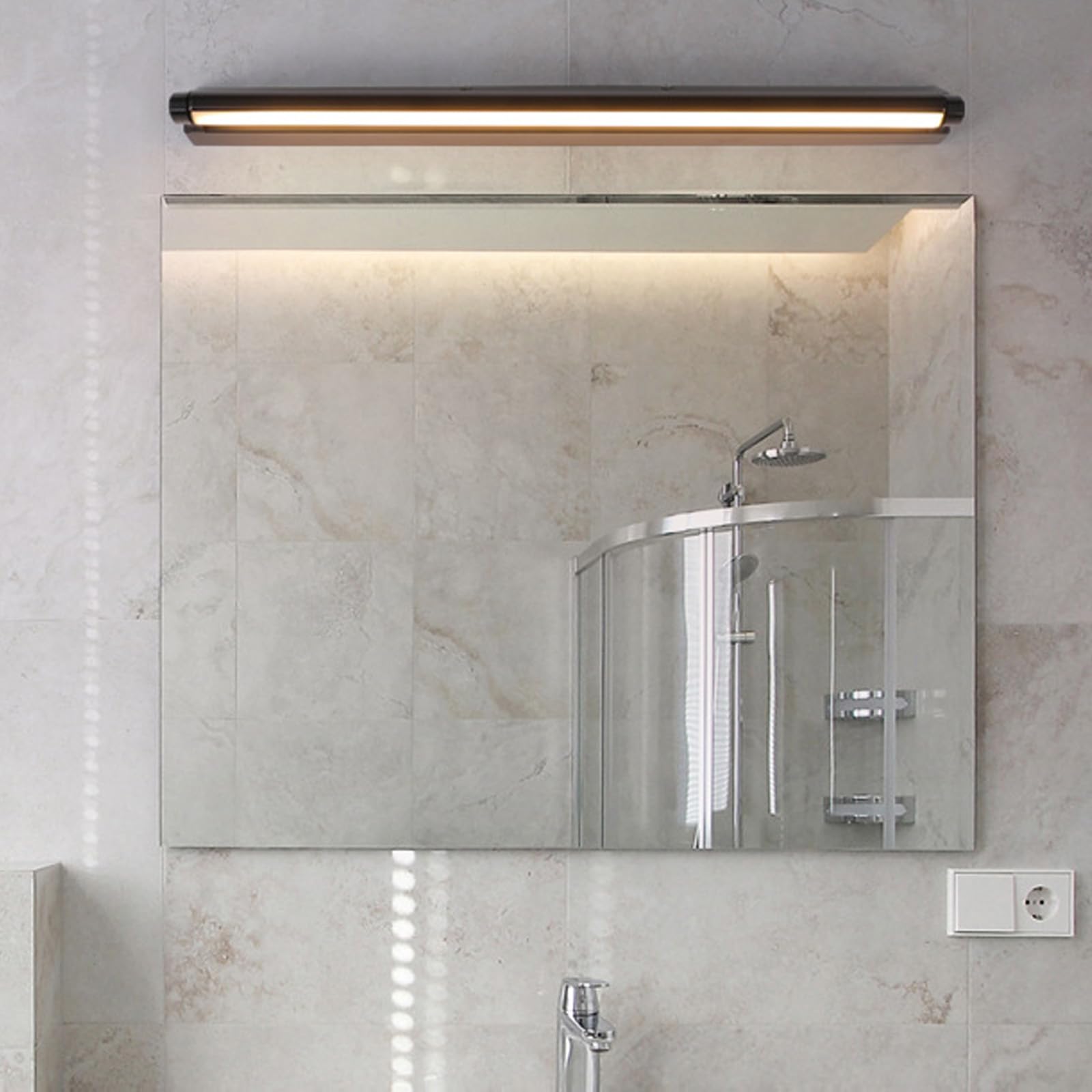 LED Spiegelleuchte Bad Wandleuchten Modern Minimalistisch Wandbeleuchtung Bildbeleuchtung Make-up Wandleuchte für Badschrank Spiegelschrank Schminktisch Wohnzimmer (Schwarzes Warmes Licht,60cm)