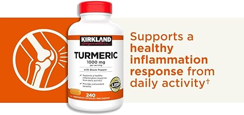 Miniatura 5 de 240 cápsulas vegetarianas Kirkland Signature de cúrcuma de 1000 mg con pimienta negra con 1 recipiente de loción vacío
