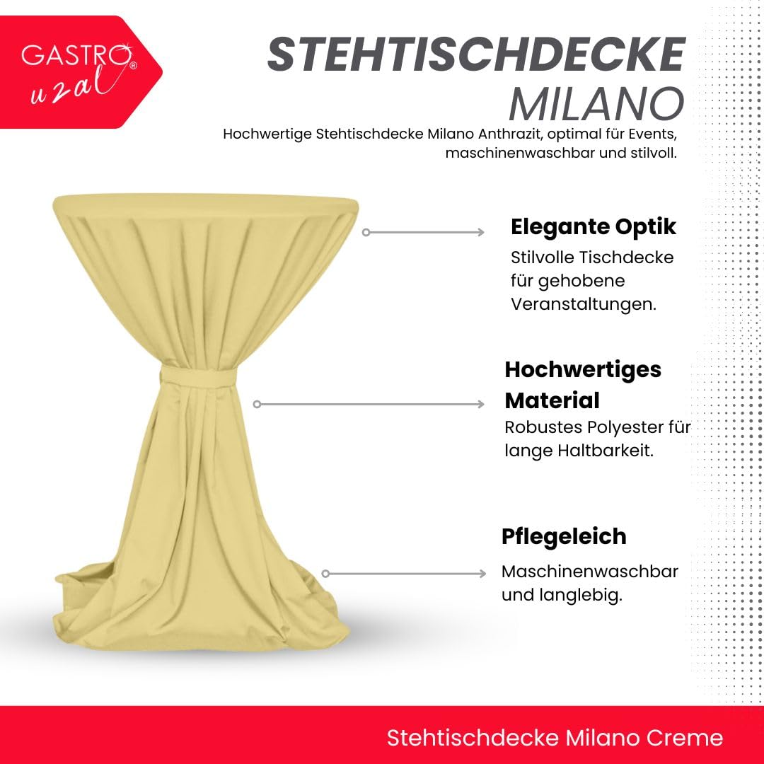 Gastro Uzal Tovaglia Milano con fiocco colore bianco, 70-80 cm, rotonda, per copritavolo