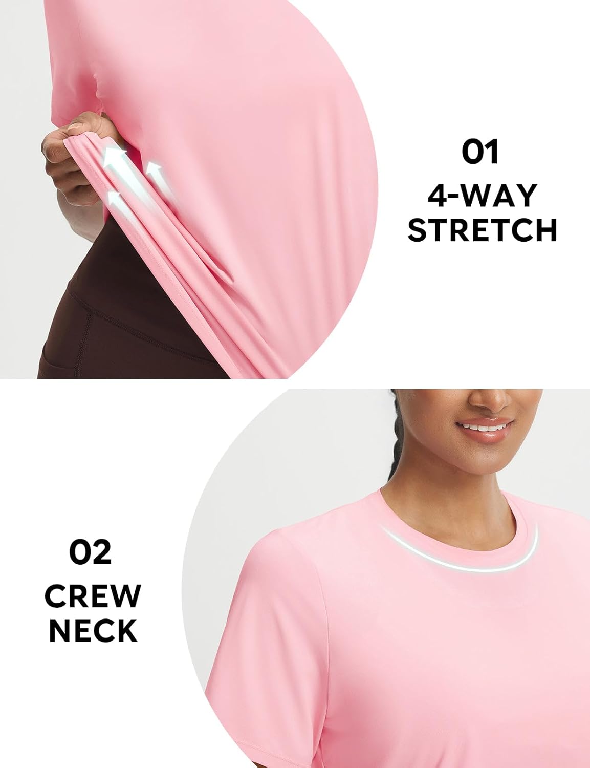 baleaf Women's Short Sleeve Yoga Shirts Soft UPF 50+ Workout Tops Sun Protection Athletic T-Shirts - Image 7