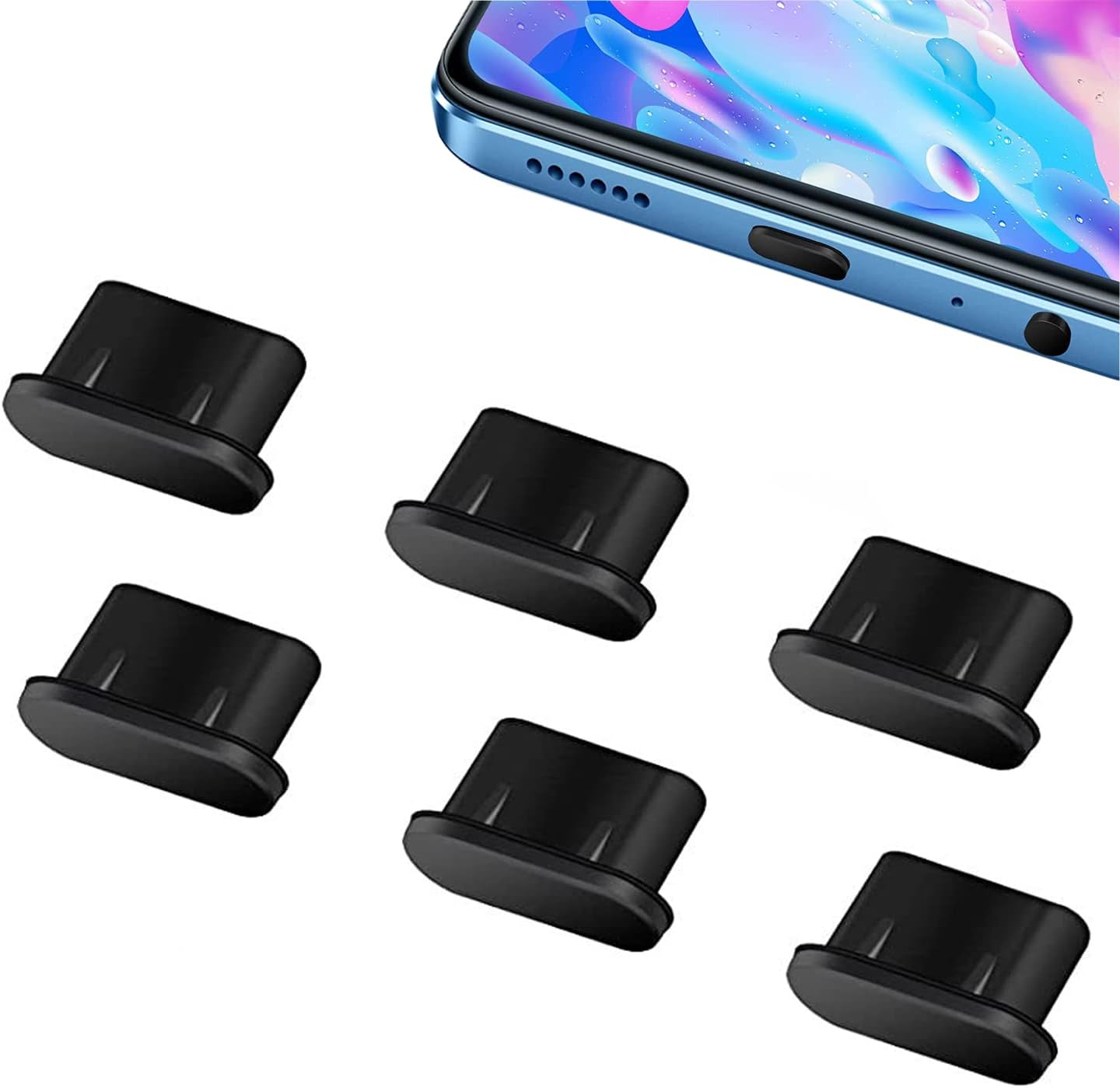 Pack of 6 USB C Dust Protection Plugs, Silicone Case USB 3.1 Type C Port USB C Protective Cap Compatible with Google Samsung Galaxy Xiaomi Redmi XPLORA Motorola
