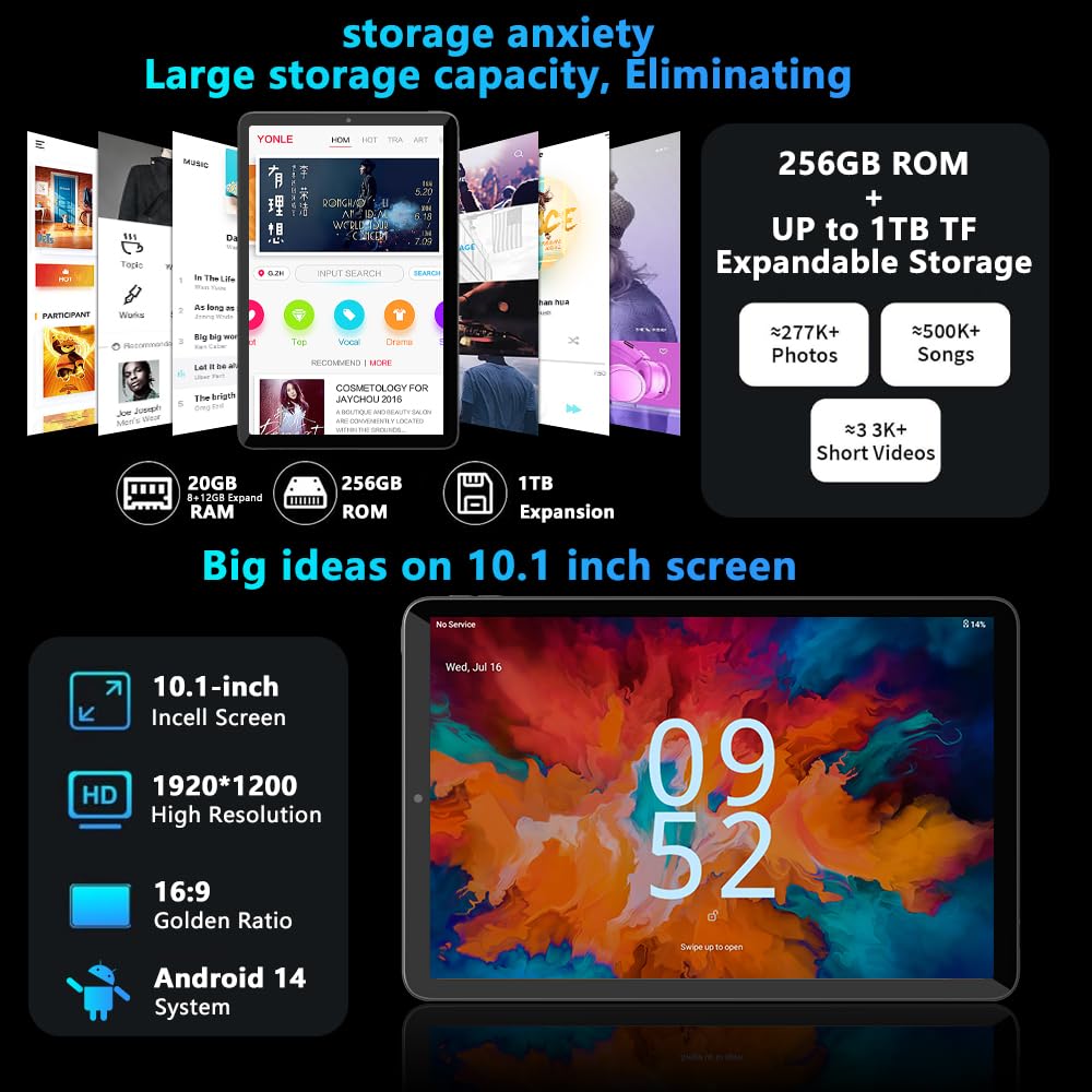 Amazon.com : Crelander 10.1 Inch Android 14 Tablet with SIM Card