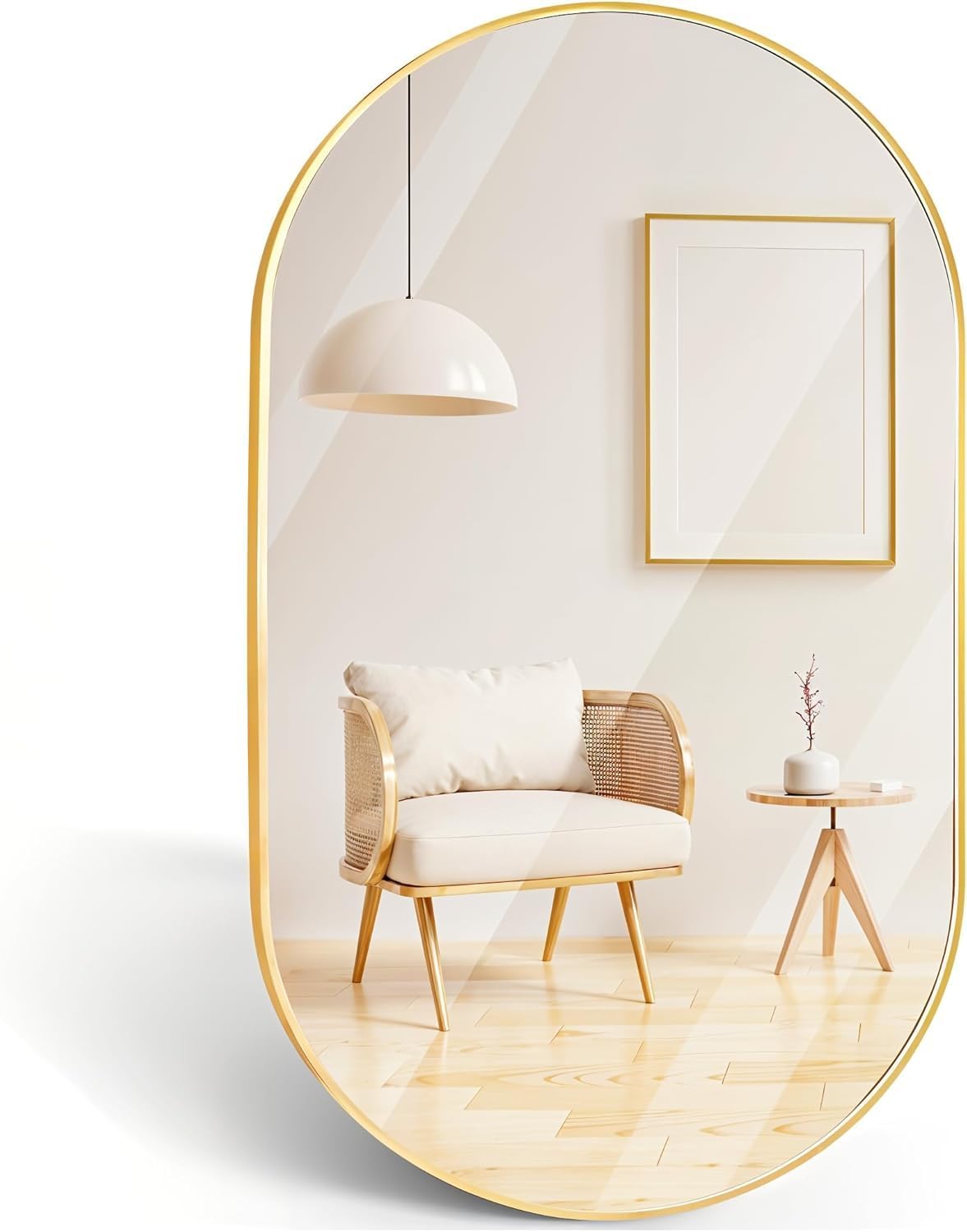 Marctani Miroir Ovale Mural avec Cadre en métal - Miroir Ovale Salle de Bain Moderne et décoratif pour entrée, Salon ou Couloir