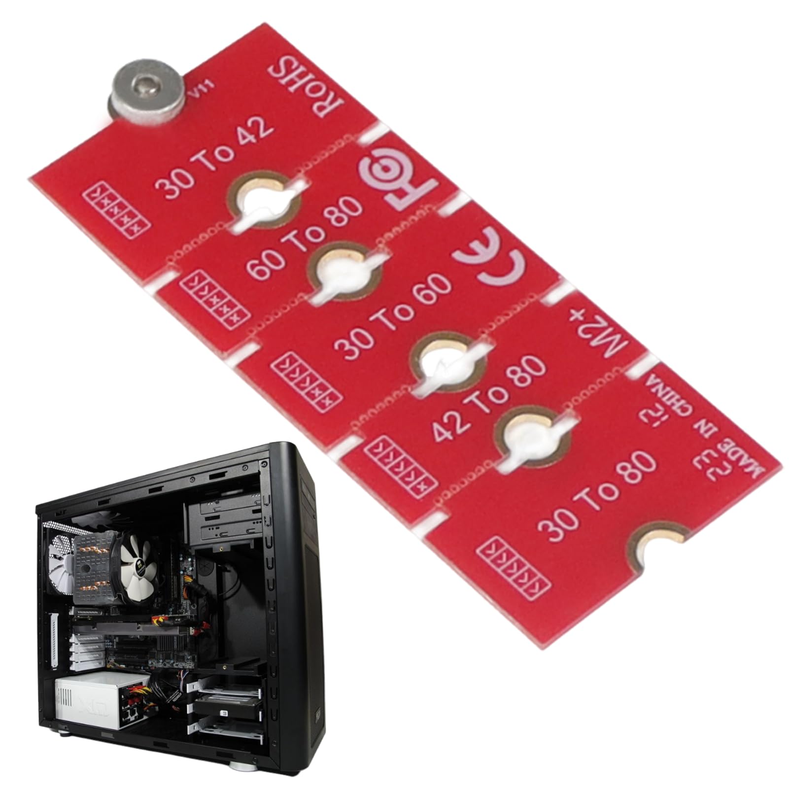 QUARKZMAN 3Pcs M2 Adaptador de Extensión Longitud M.2 Ngff/Nvme 2230, 2242, 2260, 2280, Soporte Multipropósito de La Placa PCB de La Tarjeta de Extensión Ssd para Caja de Ordenador Pc Roja