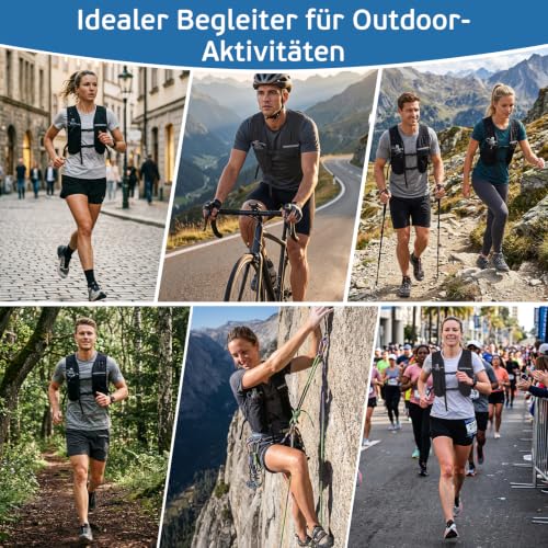 TSINGSA Laufweste Damen und Herren Verbesserte Version, Leicht&Atmungsaktiv, Großvolumige Taschen, Laufrucksack mit 500ml Trinkflasche, Running Vest für Joggen Wandern Bergsteigen Radfahren Marathon