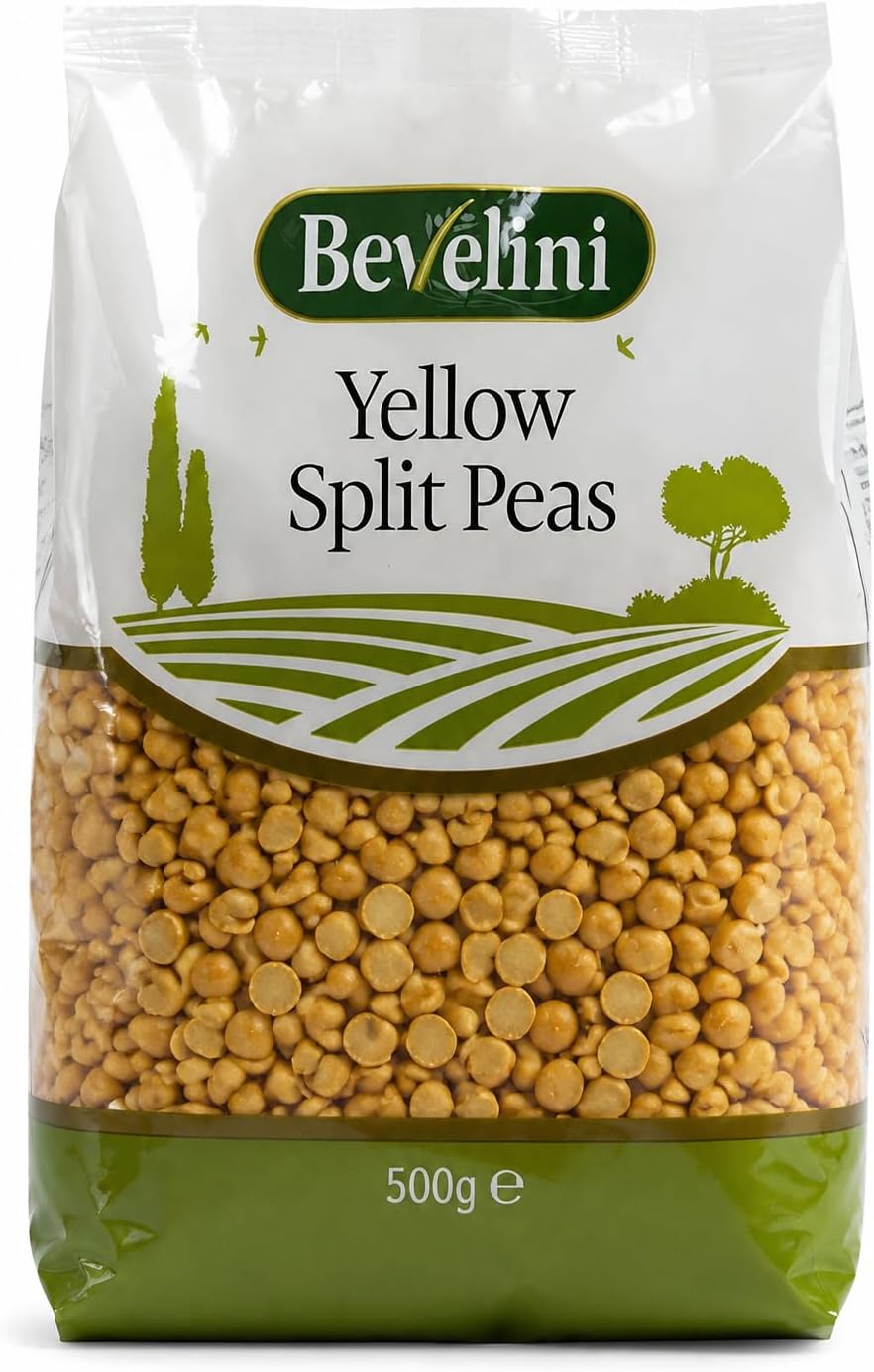 Bevelini Yellow Split Peas 500g - Dried Yellow Peas for Soups, Stews, Curries & Pease Pudding - High Protein & Fibre Plant-Based Pulses - Vegan & Vegetarian Friendly Pantry Essential